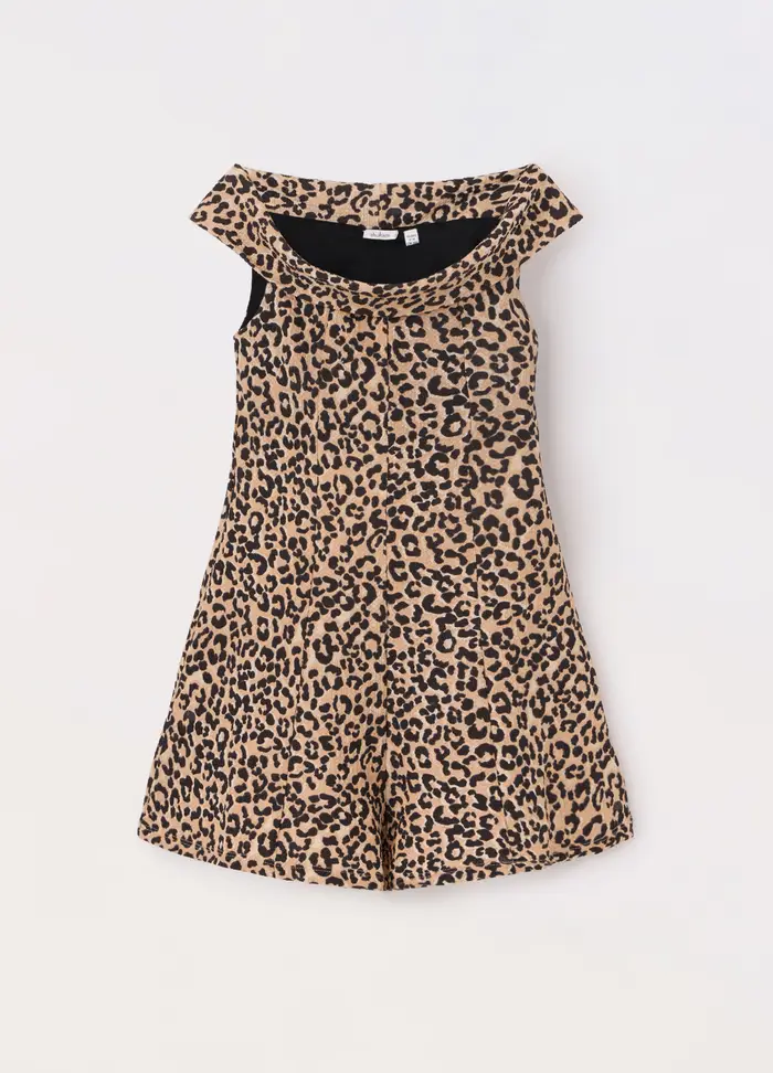 Tutina Corta Animalier Ragazza, Bambina, Beige chiaro