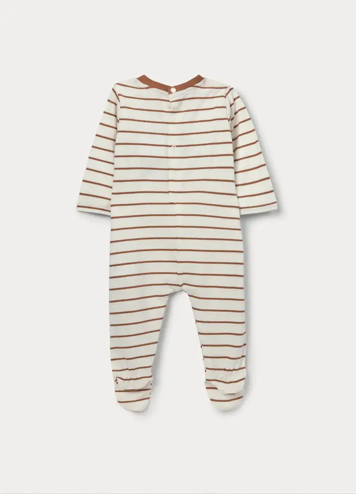 Blukids Tutina Tricot In Puro Cotone Neonato, Bianco/Marrone