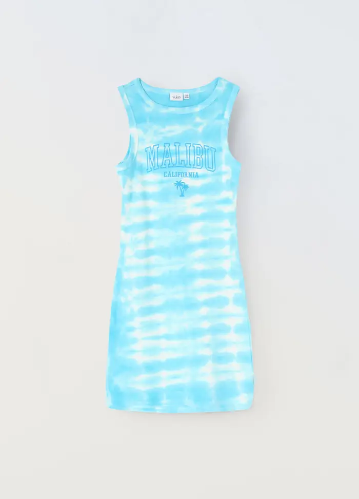 Blukids Vestito In Costina Di Cotone Stretch Ragazza, Bambina, Azzurro chiaro