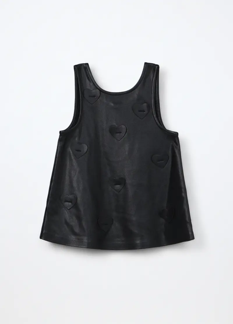 Vestito In Eco Pelle Neonata, Bambina, Nero