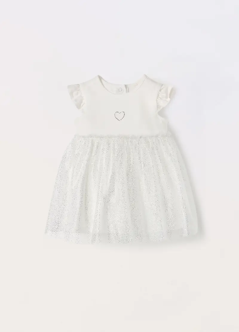 Blukids Vestito In Jersey Di Cotone Stretch Neonata, Bianco gesso, Taglia: 6-9