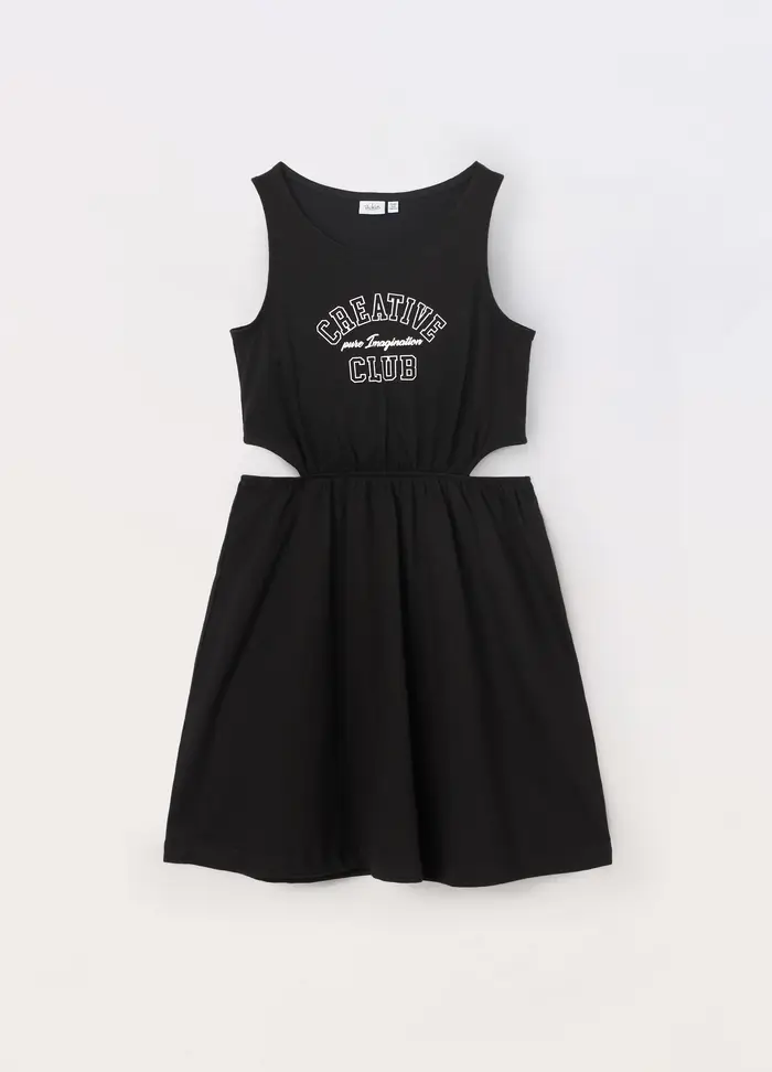 Blukids Vestito In Jersey Di Puro Cotone Ragazza, Bambina, Nero