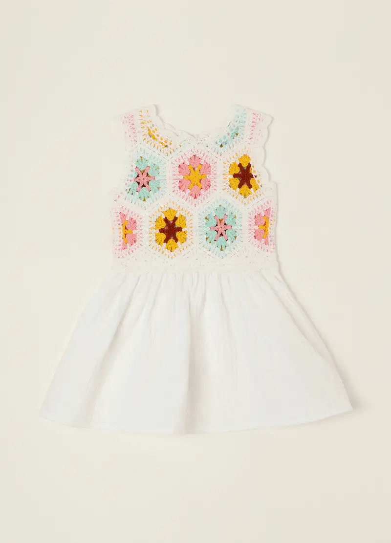 Blukids Vestito In Puro Cotone Iana, Neonata, Bianco