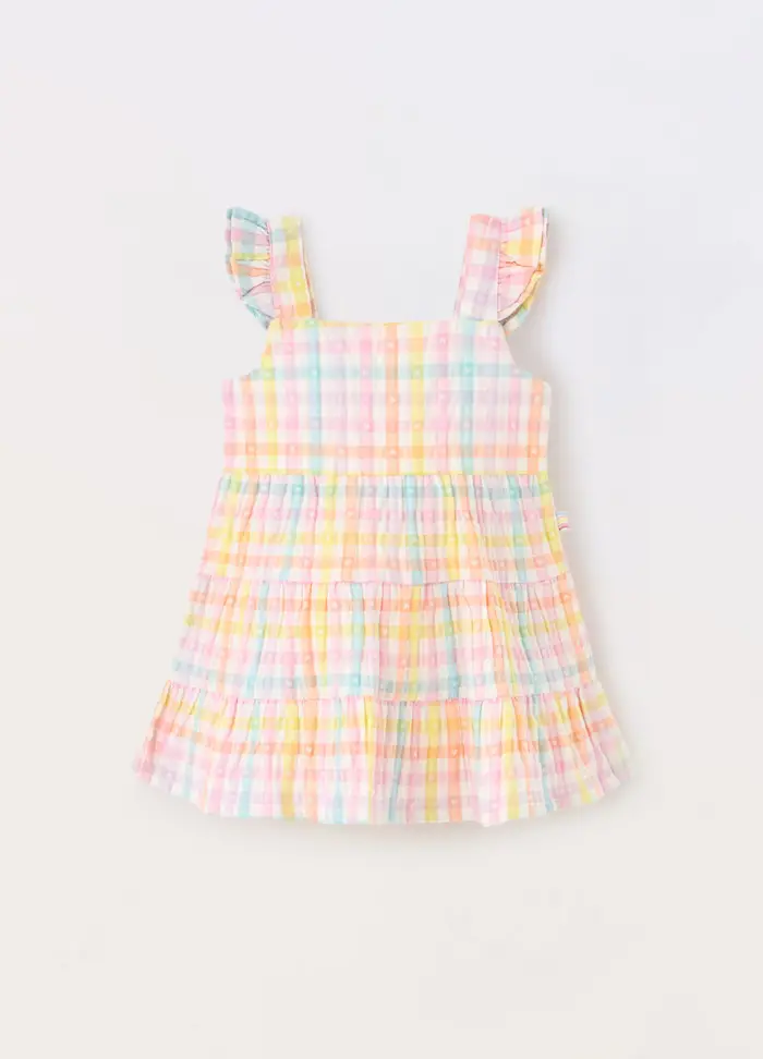 Vestito In Puro Cotone Seersucker Neonata, Bambina, Bianco