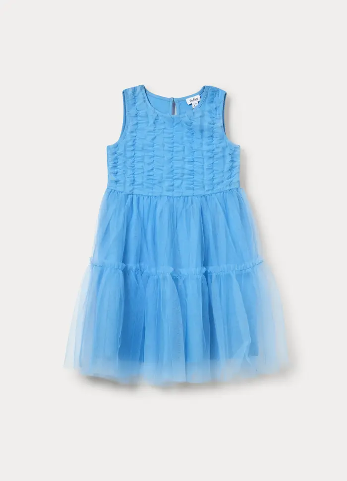 Blukids Vestito In Tulle Bambina, Azzurro cielo