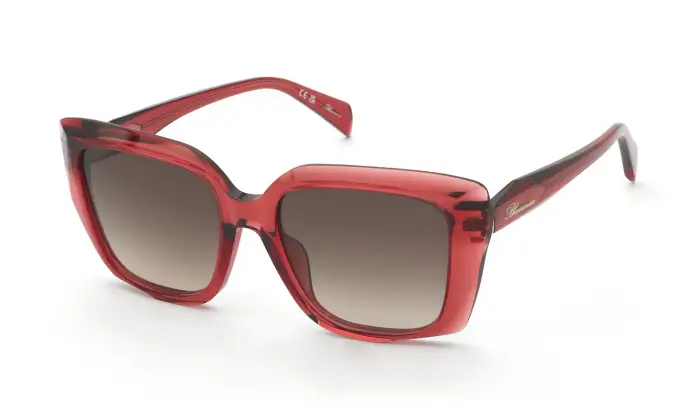Blumarine Donna SBM241S 0VC2 Occhiali da sole Acetato Rosso Marrone Squadrata Normale Sfumato