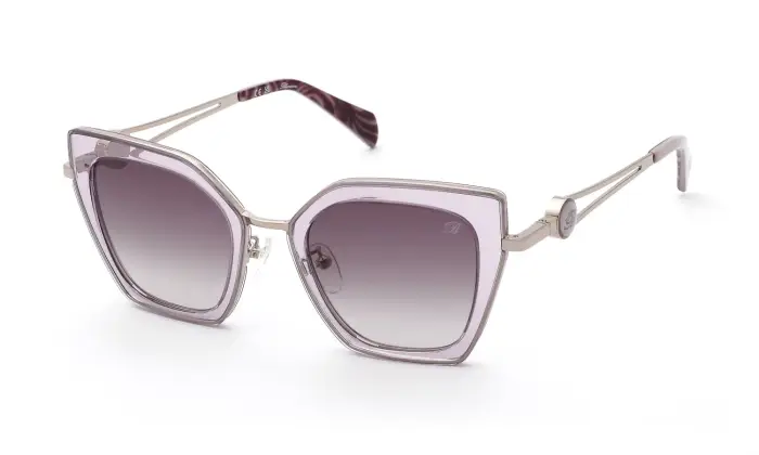 Blumarine Donna SBM244 0A39 Occhiali da sole Metallo Oro Viola Geometrica Normale Sfumato