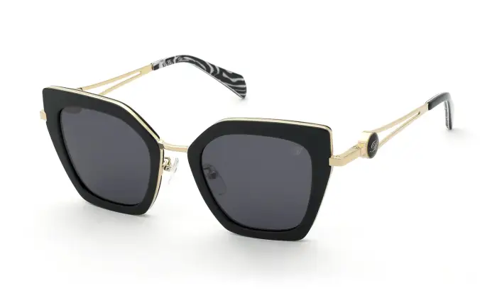 Blumarine Donna SBM244 300 Occhiali da sole Metallo Oro Fumo Geometrica Normale
