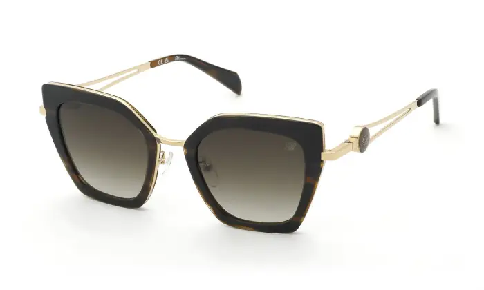 Blumarine Donna SBM244 300Y Occhiali da sole Metallo Oro Marrone Geometrica Normale Sfumato