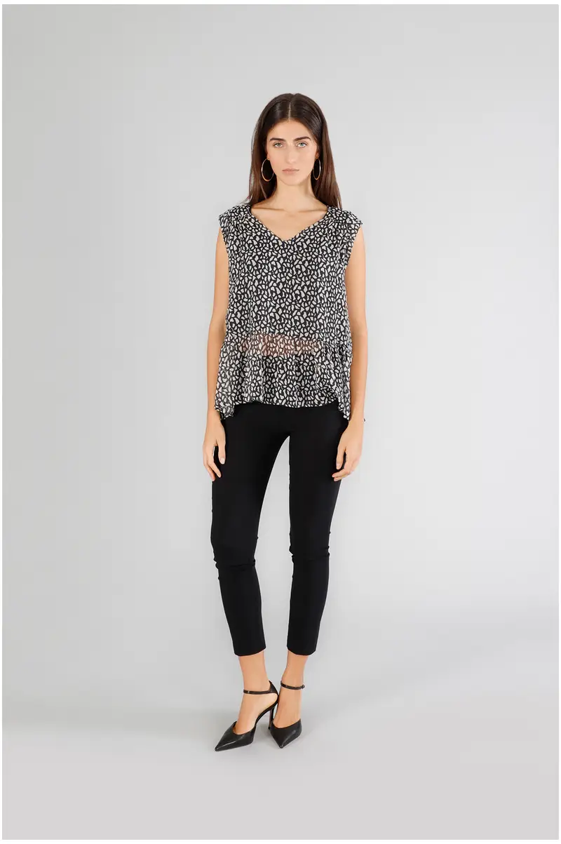 CafèNoir blusa in georgette stampata optical nero