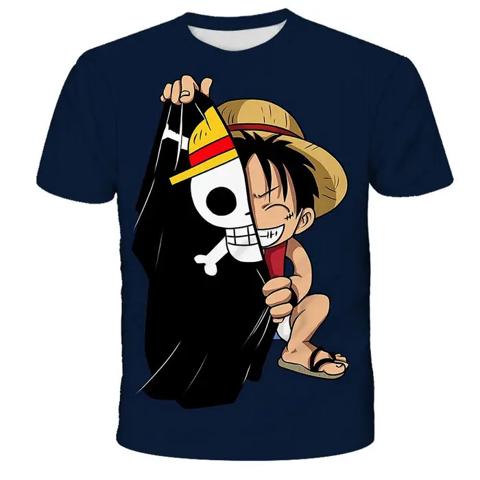 Moda Bambino Anime One Piece Luffy T Shirt Ragazzo Abbigliamento Bambini Ragazzi Tshirt Bambini T-shirt Estate Manica Corta Top Tees 4XL
