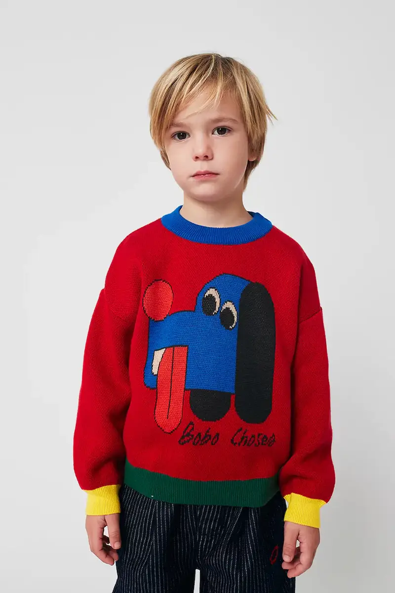 Bobo Choses maglione per bambini con misto lana Doggy Mate Rosso