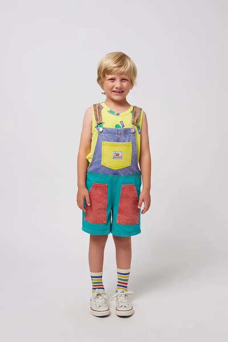 Bobo Choses salopette jeans bambino/a Smiling colore turchese 125AC097