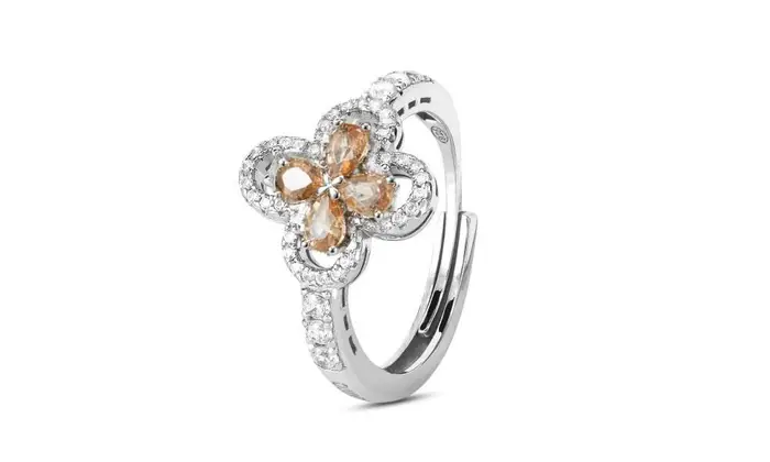 BOCCADAMO Anello Con Motivo Floreale Zirconi Fiore Peach