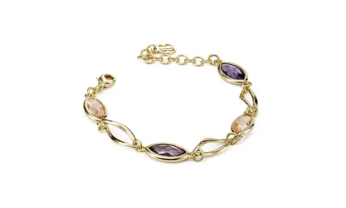 BOCCADAMO Bracciale Placcato Oro Giallo Con Cristalli Ametista