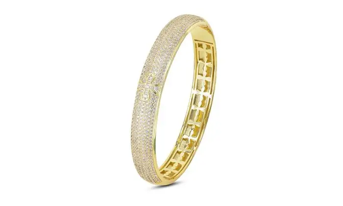 BOCCADAMO Bracciale Rigido Placcato Oro Giallo Con Zirconi