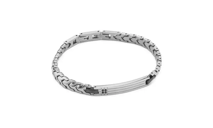 BOCCADAMO Bracciale Uomo A Maglia A Freccia Con Piastra Centrale