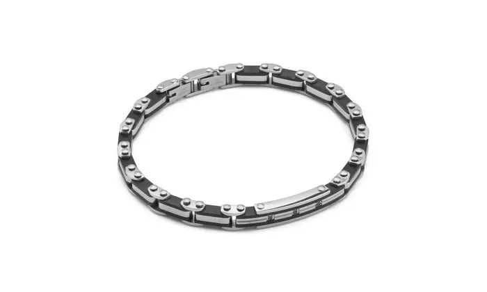 BOCCADAMO Bracciale Uomo A Maglia Articolata Con Zirconi