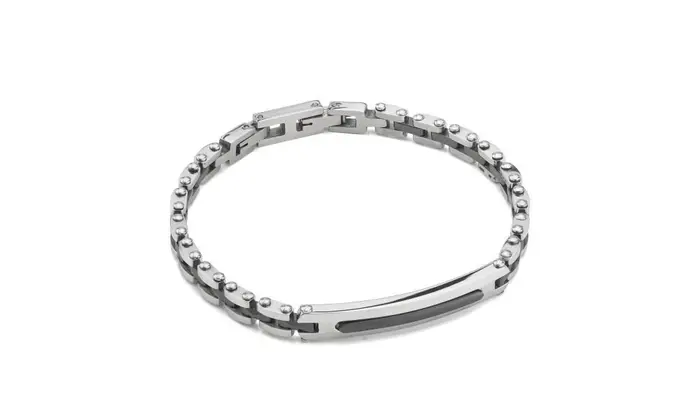 BOCCADAMO Bracciale Uomo A Maglia Articolata E Centrale In Pvd Nero