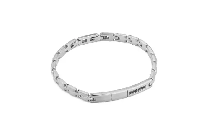 BOCCADAMO Bracciale Uomo A Maglia Satinata Con Zirconi