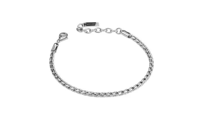 BOCCADAMO Bracciale Uomo Catena Maglia Snake In Acciaio Rodiato
