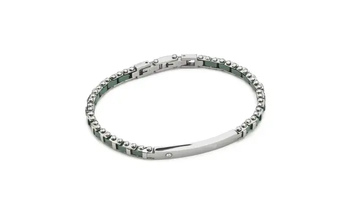 BOCCADAMO Bracciale Uomo Maglia Articolata Pvd Nero Zircone