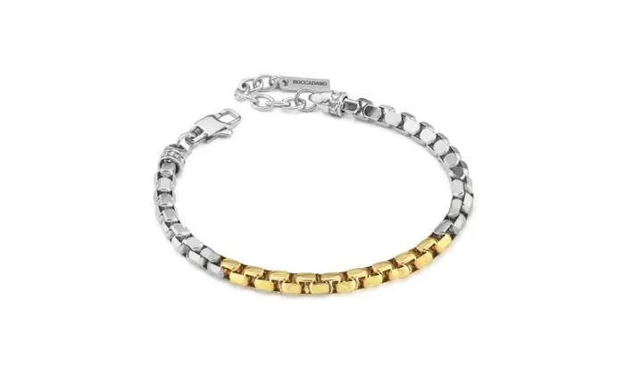 BOCCADAMO Bracciale Uomo Maglia Cubica Intrecciata Oro Giallo
