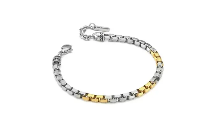 BOCCADAMO Bracciale Uomo Maglia Cubica Intrecciata Oro Giallo