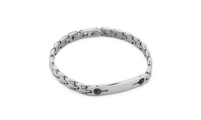 BOCCADAMO Bracciale Uomo Maglia Quadrata Lucida Occhio Di Tigre