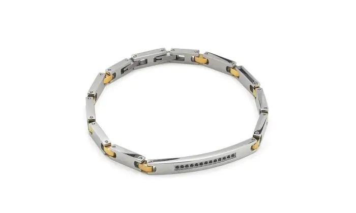 BOCCADAMO Bracciale Uomo Maglia Rettangolare Zirconi