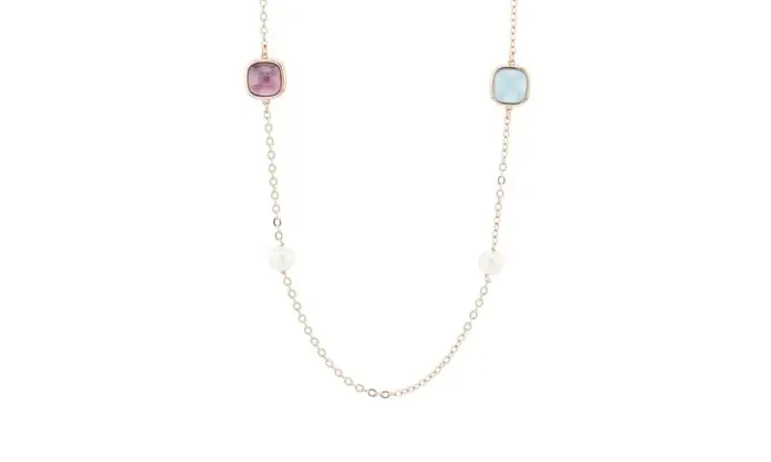 BOCCADAMO Collana Lunga Placcata Oro Rosa Con Cristalli