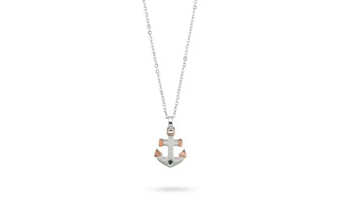 BOCCADAMO Collana Uomo Inossidabile Con Àncora Pendente Bicolor