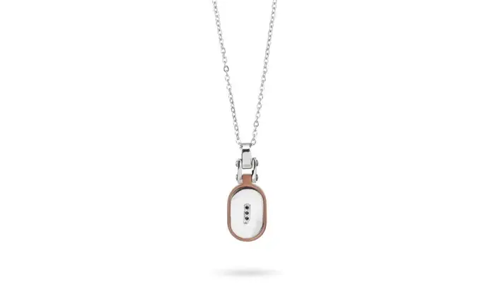 BOCCADAMO Collana Uomo Inossidabile Pendente Bicolor Zirconi