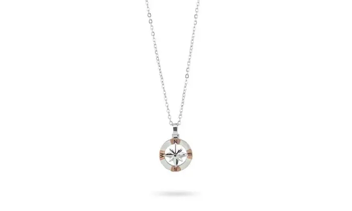 BOCCADAMO Collana Uomo Inossidabile Rosa Dei Venti Bicolor