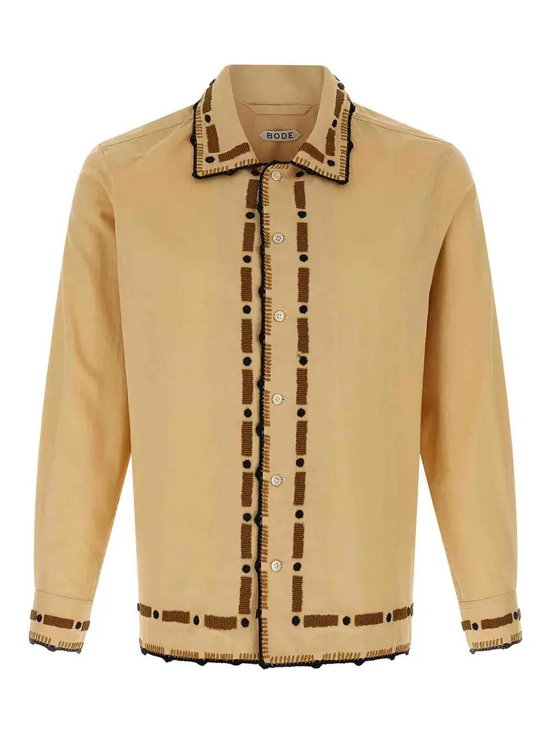 Bode Camicia di loietto con perline Beige