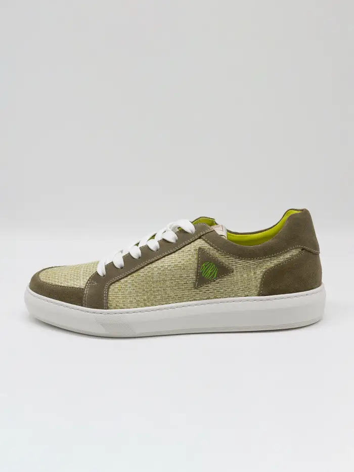 Boris Firenze | Sneaker made in Italy SERENDIPITY GREEN - Sneakers in Tessuto Intrecciato e Pelle