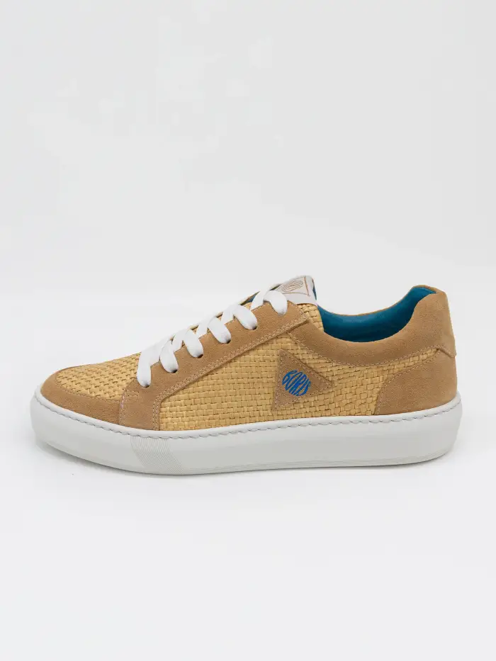 Boris Firenze | Sneaker made in Italy SERENDIPITY OCHER - Sneaker in Tessuto Intrecciato e Pelle