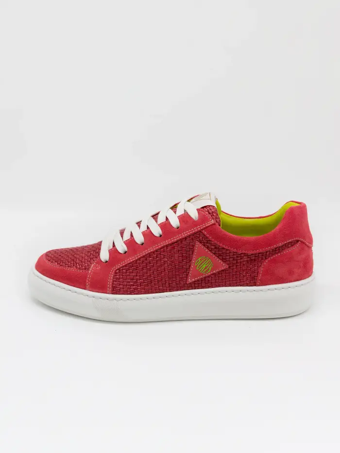Boris Firenze | Sneaker made in Italy SERENDIPITY RED - Sneaker in Tessuto Intrecciato e Pelle