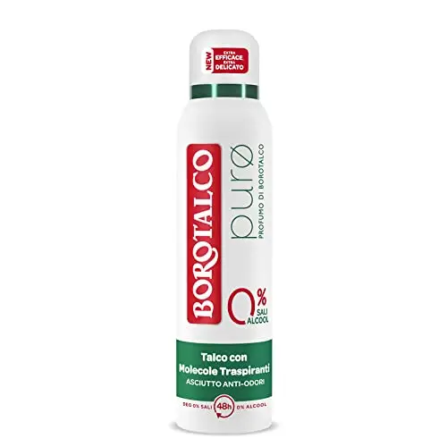 Borotalco Deodorante Spray Puro, con Talco con Molecole Traspiranti, Formula Senza Alcool e Sali di Alluminio