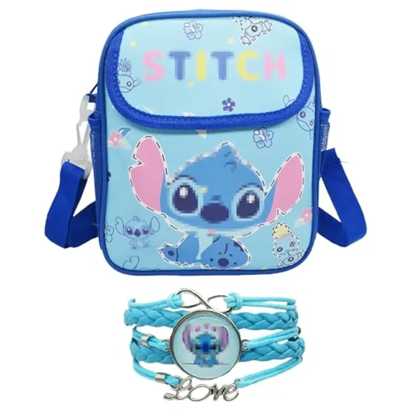MAIROX Borsa Bambina, 1 PC Borsa Ragazza e 1 PC Cartone Animato Braccialetto, Braccialetto Bambini, Borsetta Tracolla Regolabile per Bambine