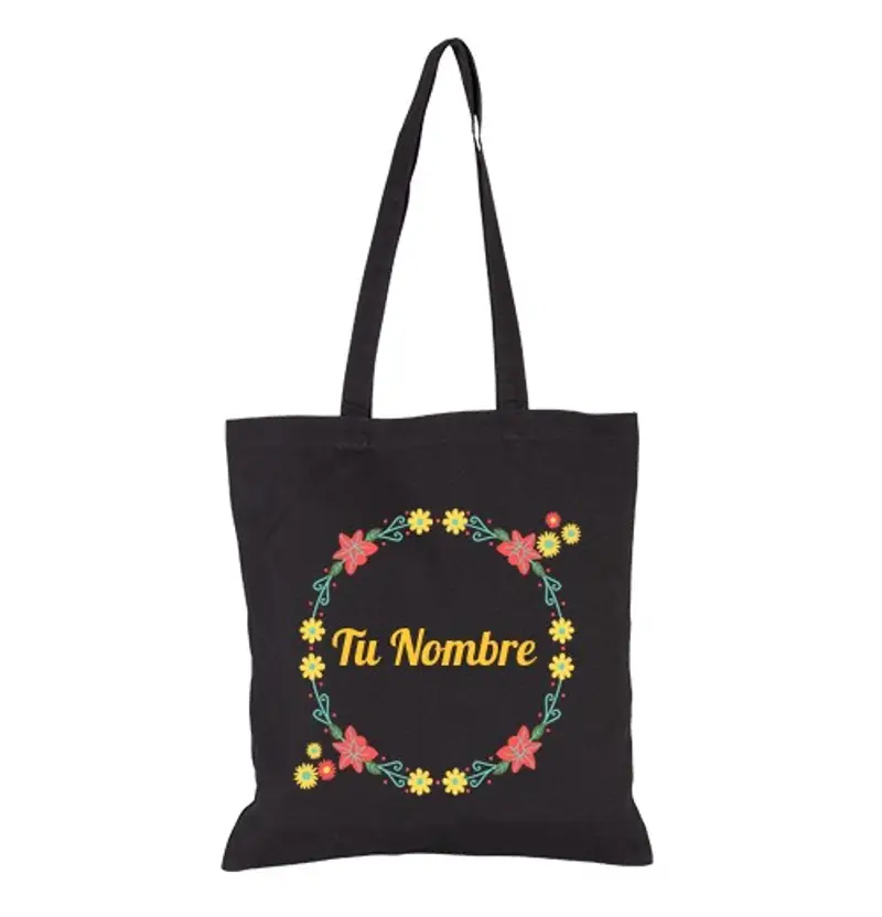 tostadora.it Borsa di tela fiori - nome personalizzabile