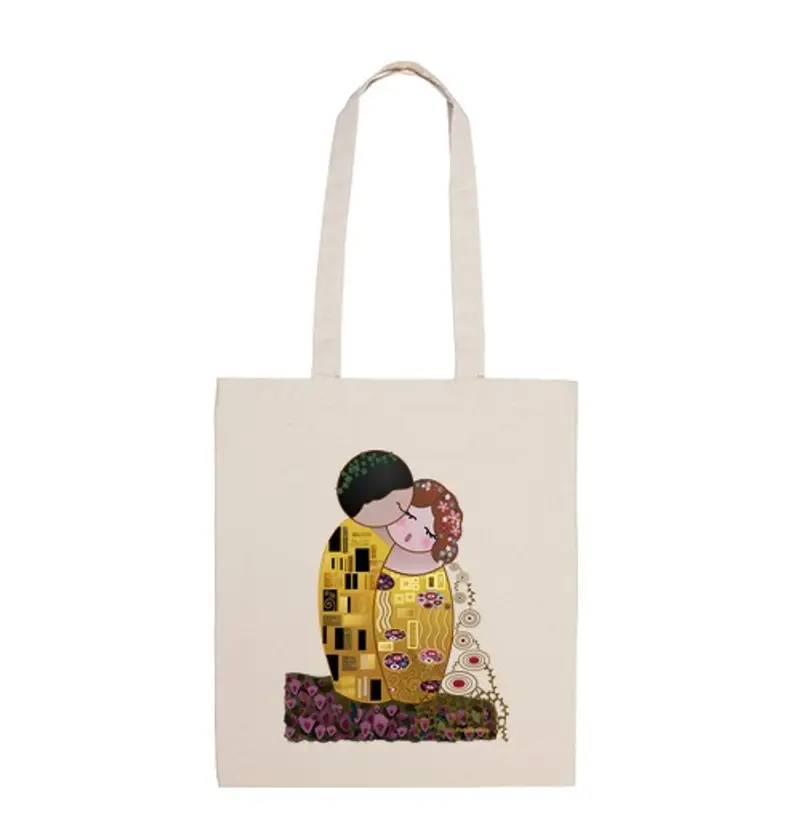 tostadora.it Borsa di tela Kokeshi Il Bacio stile Klimt regali per san valentino donna