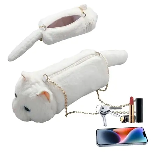 Qizeroty Borsa Per Animali Di Peluche, Borsa A Forma Di Gatto Di Peluche Simpatico Cartone Animato, MiniBorse A Tracolla Pelose