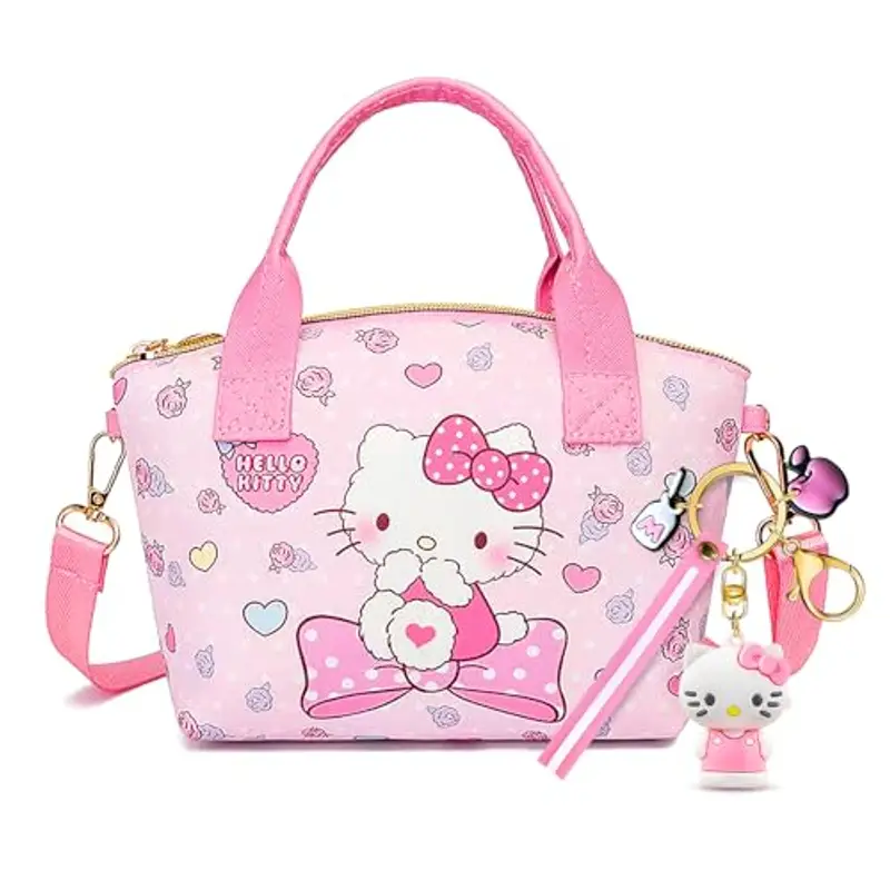 PQKL-party Borsa per Ragazze kitten, Borsetta per Bambini con Cinturino Regolabile Kitty, Borsetta Crossbody Cartoon di Gatti con Omaggio,