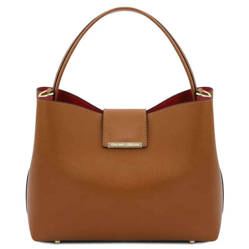 Tuscany Leather Borsa secchiello in pelle Cognac