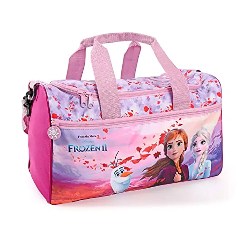 Perletti Borsa Sport Bambina con Stampa Principesse Anna Elsa Olaf - Sacca Sportiva Bimba Disney Frozen 2 con Tracolla - Borsone Palestra