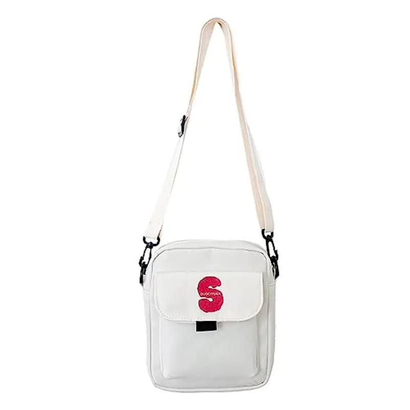 Watreketal Borse A Tracota Per Spalla In Nylon Ragazzi Viaggiare Trasportando Cardina Quadrata Bianca/bianca Black Black Borse