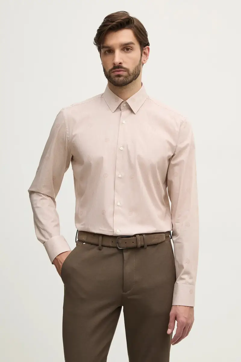 Boss camicia in cotone uomo colore beige 50533044