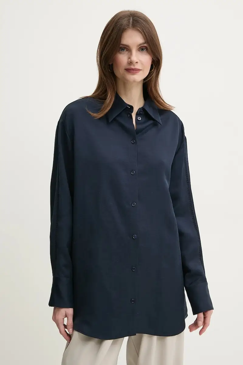 Boss camicia in lino misto donna colore blu navy 50535297