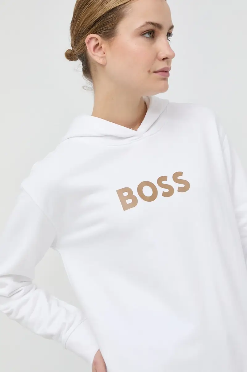Boss felpa in cotone donna con cappuccio Bianco